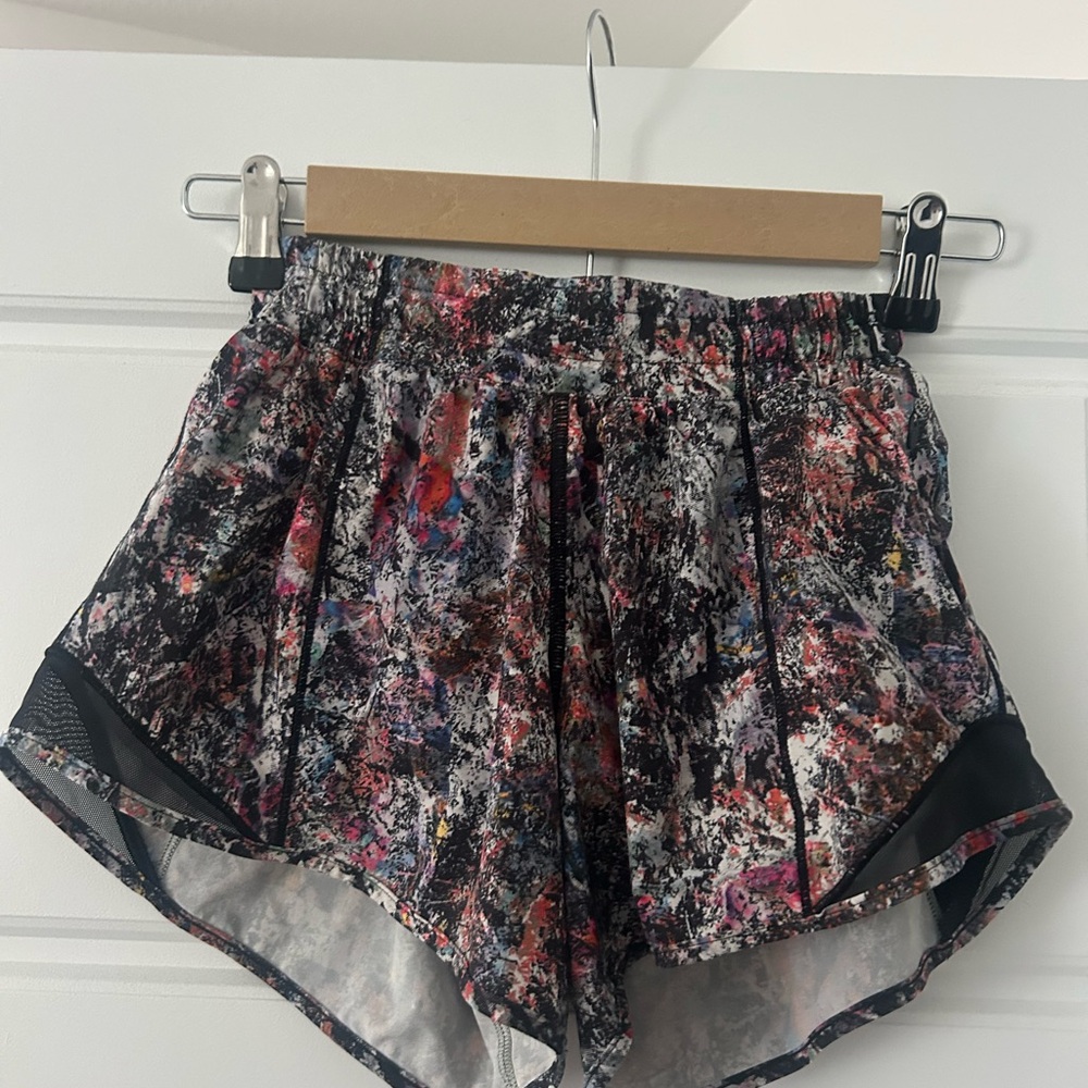 lululemon athletica Black and Pink Abstract Athletic Shorts